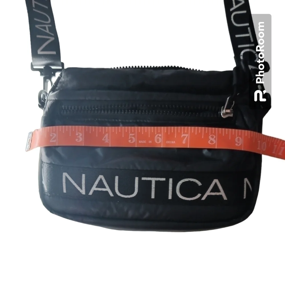 Nautica Black Nylon Crossbody Belt Bag Adjustable Strap